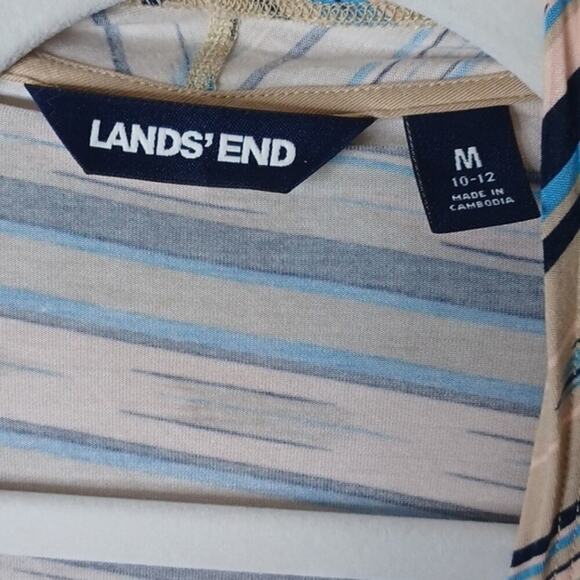 Lands' End Slinky Jersey Striped Cardigan Duster M - Picture 3 of 8